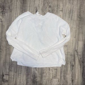 Garage tie ribbon back white sweater top